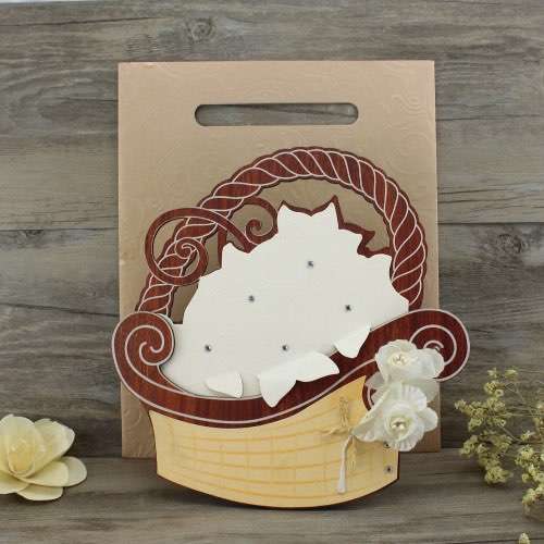 Wooden  Invitation Card With Hand Bag Wedding Invitation Card Customized